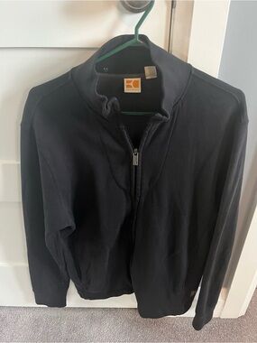 BOSS ORANGE Black Zip-Up Jacket with Orange Logo
